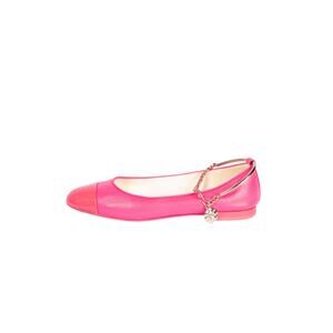 CHANEL Hot Pink Leather Ankle Strap Ballet Flats Size 36